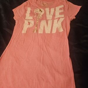 PINK Victoria's Secret Pink Tee with Gold Guitar Accents